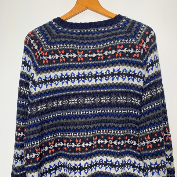 American Eagle men's blue fairisle pattern angora rabbit hair knit sweater SZ XL - Picture 5 of 11